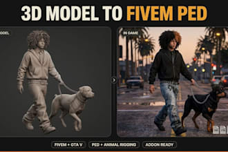convert 3d model to fivem peds gta 5 ped addon peds custom ped rigging  mods