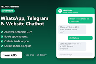 build a whatsapp, telegram or website chatbot for your business
