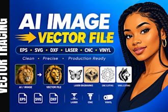 retrace ai images, vector files, eps, svg for laser, engraving cnc vinyl cutting