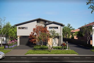 remodel modern duplex building,townhouse layout,facade design,landscape render