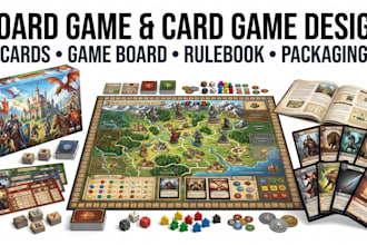 design custom card game, tcg, trading cards and board game artwork