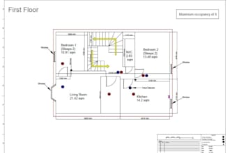 draw 2d fire escape plan, evacuation life safety plan for airbnb and commercial