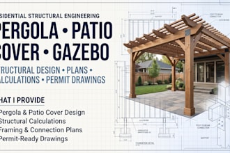 design pergola plans, patio permit and gazebo structural drawings