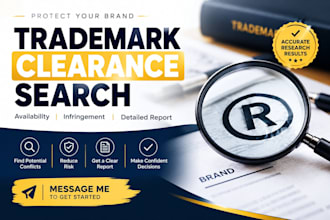conduct trademark clearance, availability and infringement search with report