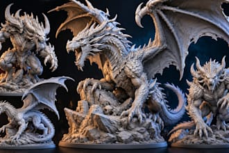custom dragon monster stl resin 3d printing fantasy creature tabletop miniature