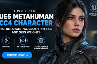 fix ue5 metahuman cc4 character rig, retargeting, cloth physics and skin weights