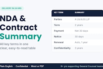 create a clear summary of your nda or contract key terms