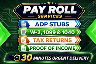 check adp, payroll, stubs, w2 ,1040, pay checks and tax return