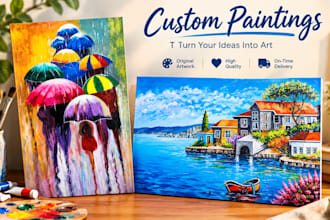 hand paint a custom landscape, floral, oil, or acrylic painting on canvas