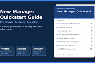 write a new manager quickstart guide for your first time supervisors