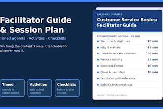 write a facilitator guide and session plan for your training