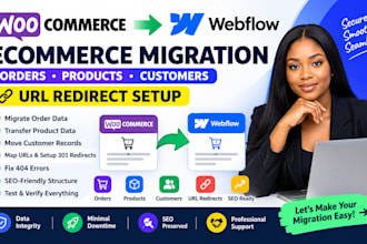 woocommerce webflow ecommerce website order data migration URL redirect setup