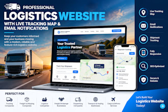design a logistics website with live tracking map and email notifications