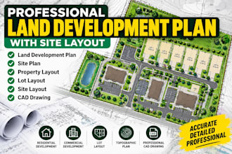 create a professional plot plan, site plan and property layout in cad