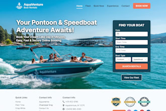 design squarespace pontoon speedboat, rental website with online booking