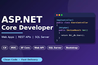 build your aspnet core, web app, rest API and sql server backend