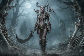 create a fantasy horror full body character art design