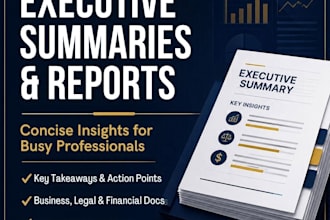 write professional executive summaries for long documents and reports