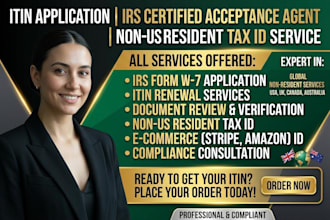 prepare US itin application form w7 and non US resident tax id guidance