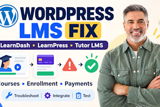 fix wordpress lms issues and integrate learndash, learnpress