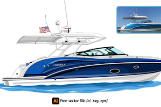 draw your boat, yacht, ship into awesome vector cartoon illustration