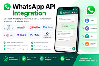 integrate whatsapp API with gohighlevel, hubspot twilio, 360dialog, n8n make com