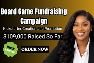 create and promote board game kickstarter fundraising campaign