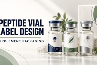 design premium peptide vial label design and medical supplement packaging