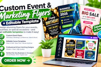 a custom event marketing flyer and editable canva template