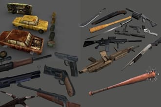 create low poly 3d models props ps1 ps2 game assets for unity and unreal engine
