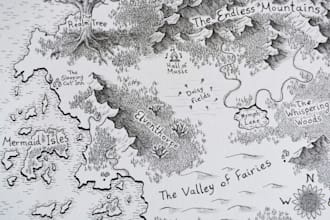 do hand drawn fantasy novel book map board game map illustration cartography
