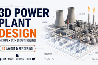 3d power plant and thermal plant layout, gas plant in texas georgia ohio
