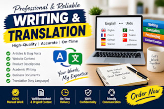 write professional articles, blog posts and translate content