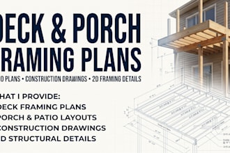 create deck plans, porch plans and patio framing drawings