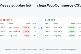 convert your supplier price list into a woocommerce import CSV
