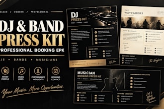 design a dj press kit, dj epk, band epk and booking press kit