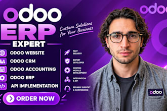 design odoo website, odoo crm, odoo accounting, odoo erp and API implementation