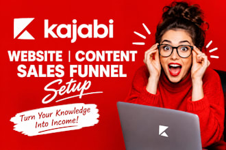 build kajabi website platform, content development, sales funnel setup