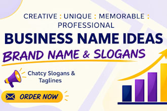 provide creative business name ideas  brand names and slogans