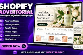 design shopify gempages product page advertorial landing page using pagefly