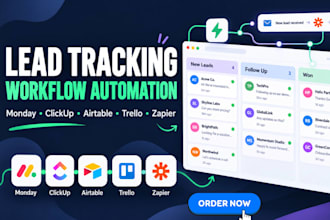 setup monday clickup airtable trello lead tracking zapier workflow automation