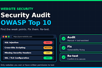 do a website security audit as per owasp top 10 and fix bugs