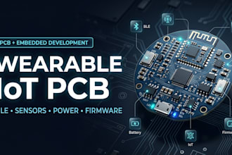 design wearable iot pcb with sensors, bluetooth, power management and firmware