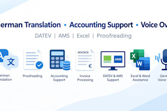 provide german translation proofreading and bookkeeping support