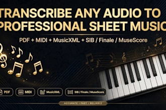 transcribe any audio or song to professional sheet music pdf finale