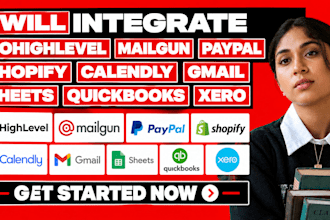 integrate gohighlevel mailgun paypal shopify calendly gmail sheets quickbooks