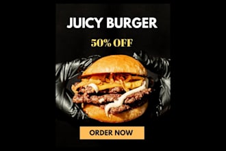 design black food flyer for burger, pizza, restaurant