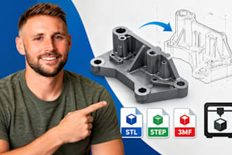 create custom stl files, 3d printable mechanical parts, 3d cad, step, 3mf