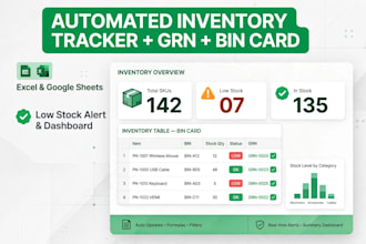 create automated inventory tracker with grn and  bin card