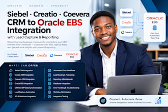 automate siebel, creatio, coevera CRM to oracle ebs with lead capture reporting